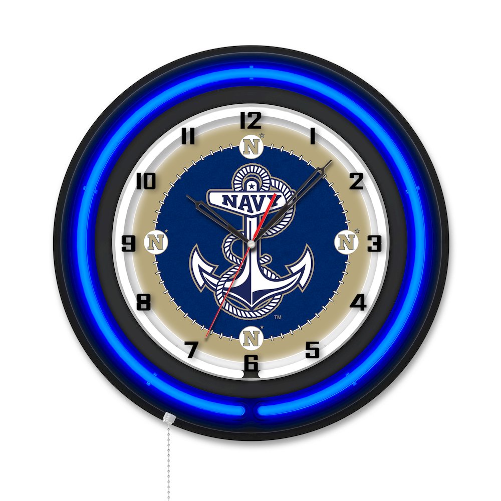 US Naval Academy 19" Double Neon Wall Clock