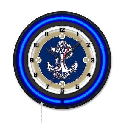 US Naval Academy 19" Double Neon Wall Clock