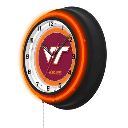 Virginia Tech University 19" Double Neon Wall Clock