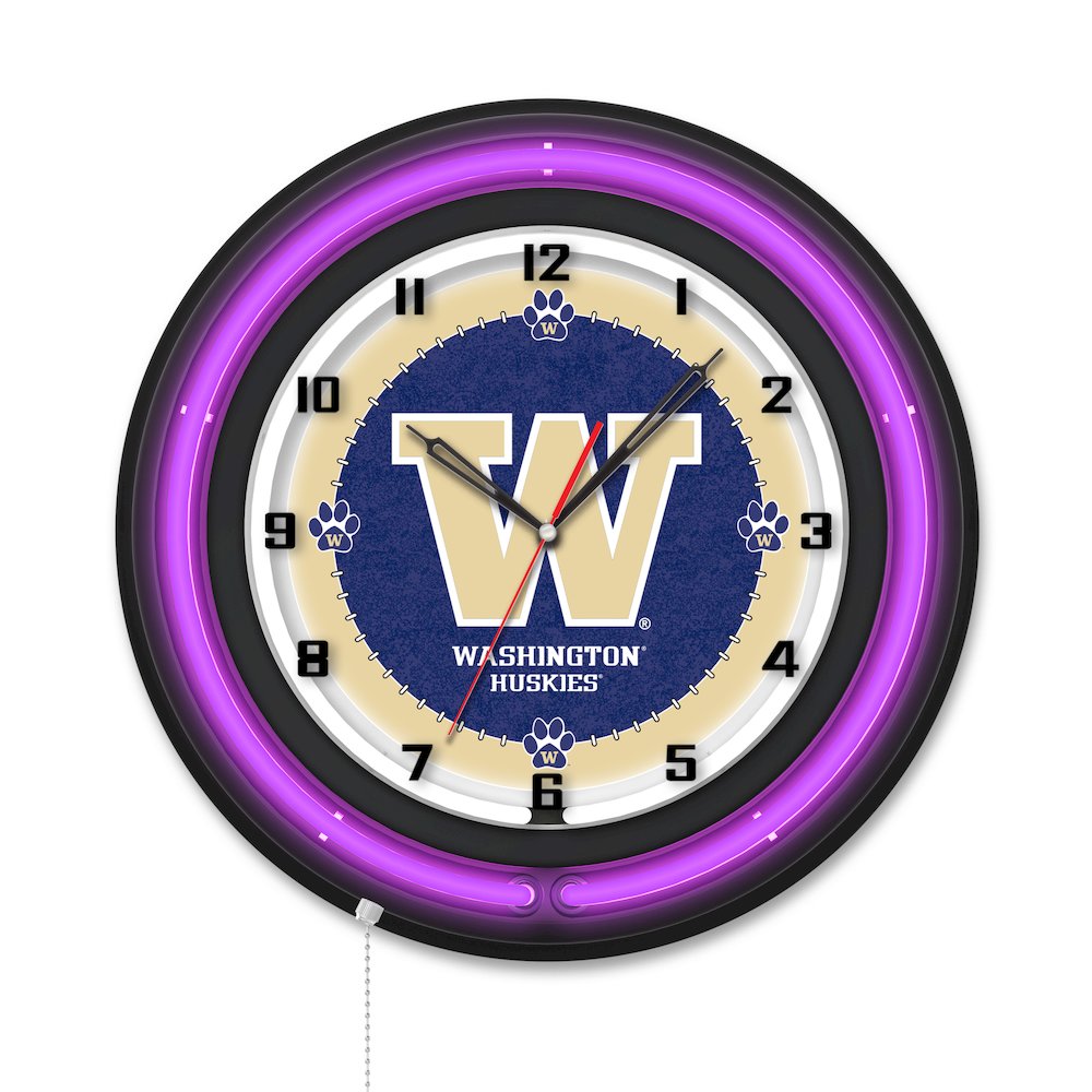 University of Washington 19" Double Neon Wall Clock