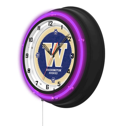 University of Washington 19" Double Neon Wall Clock