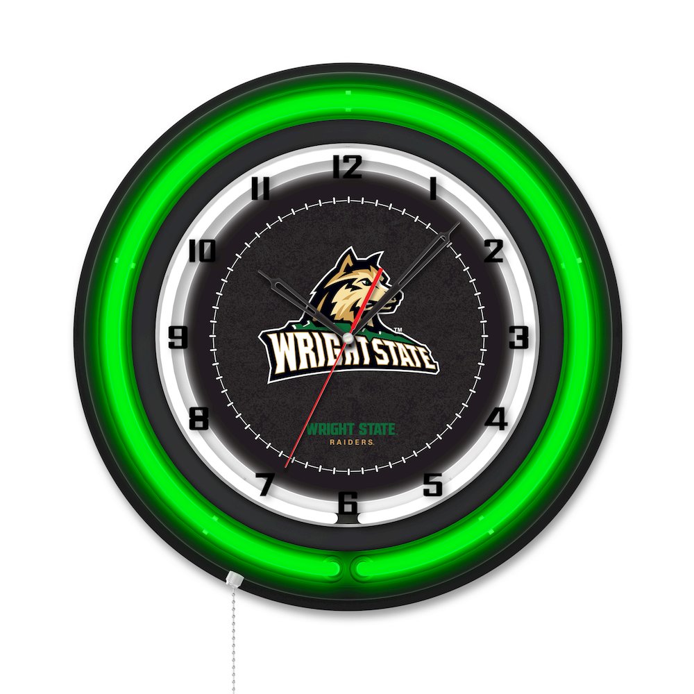 Wright State University 19" Double Neon Wall Clock