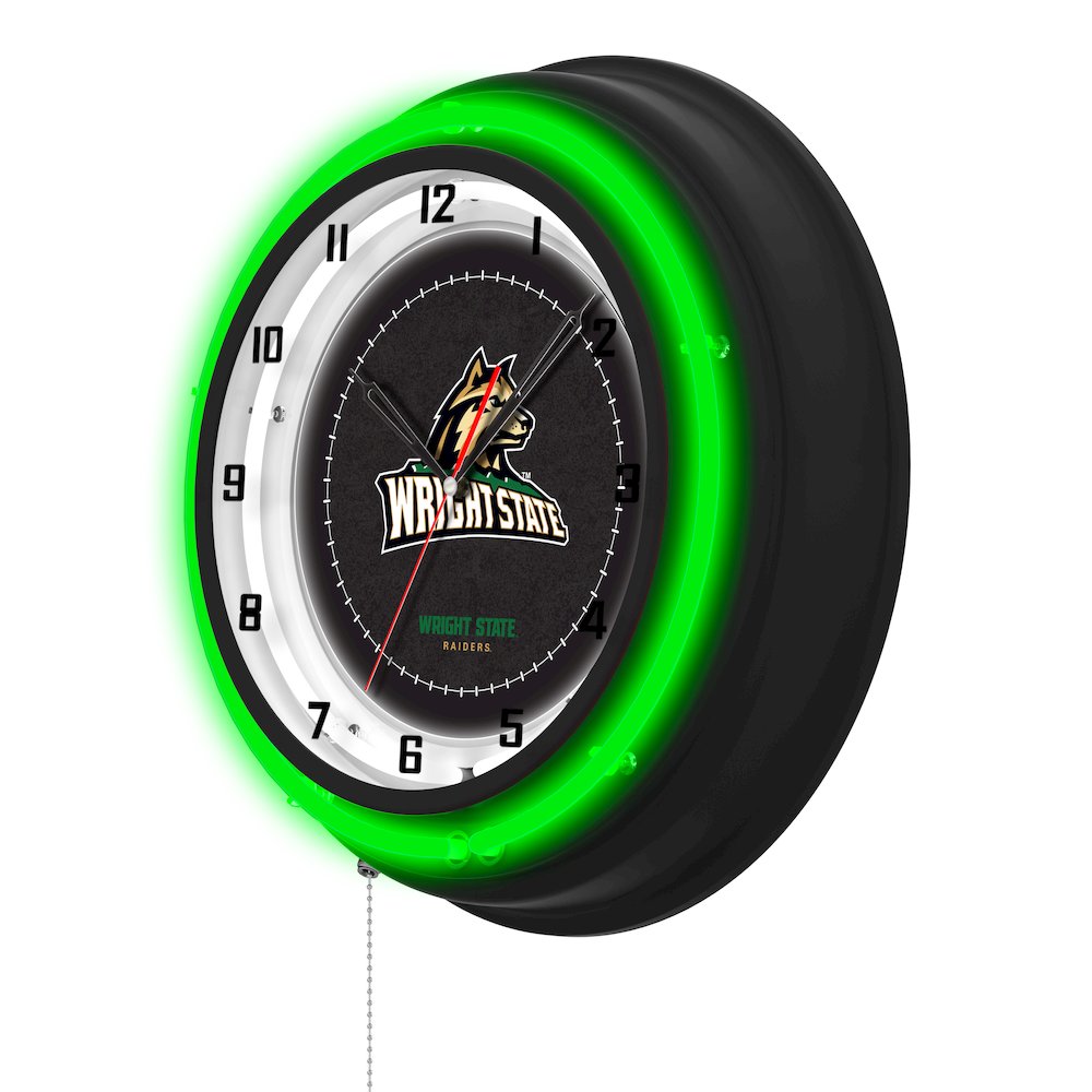 Wright State University 19" Double Neon Wall Clock