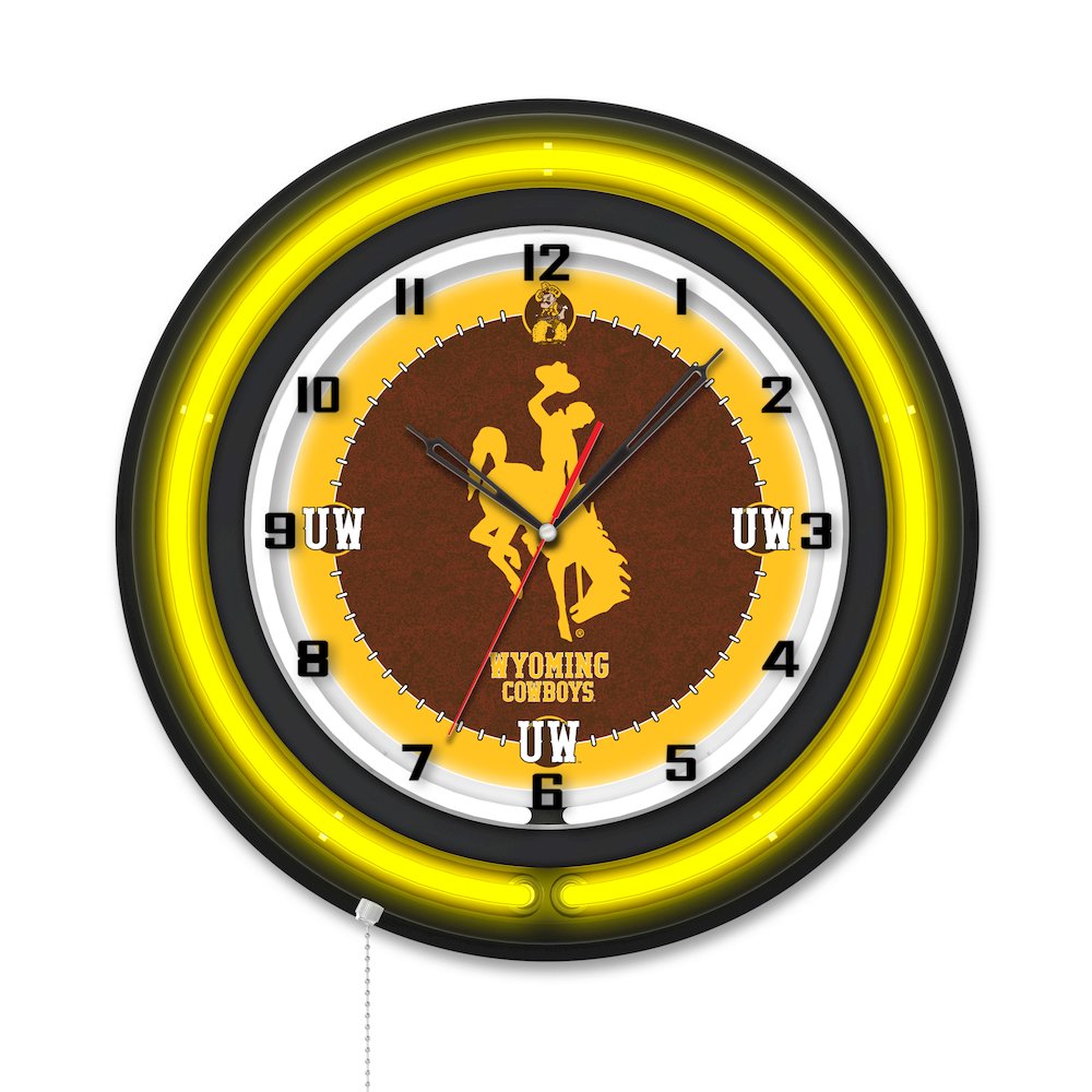 University of Wyoming 19" Double Neon Wall Clock