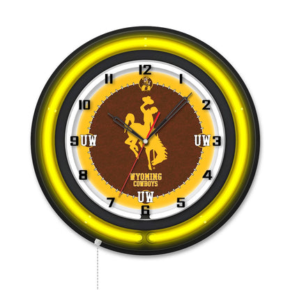 University of Wyoming 19" Double Neon Wall Clock