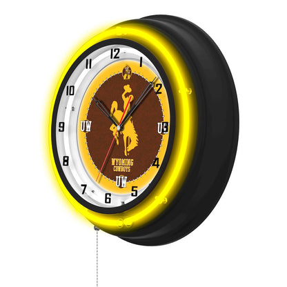 University of Wyoming 19" Double Neon Wall Clock