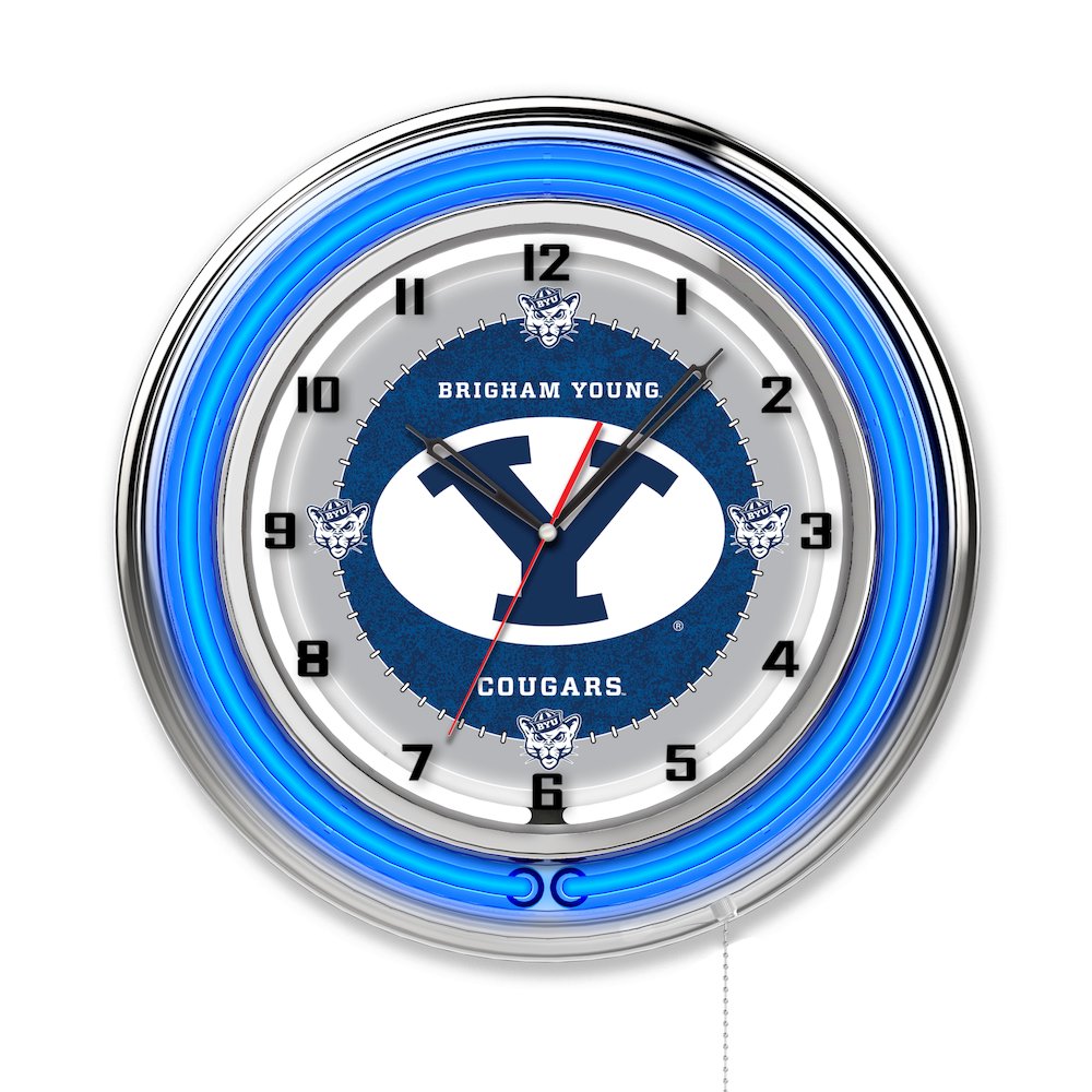 Brigham Young 19" Neon Clock