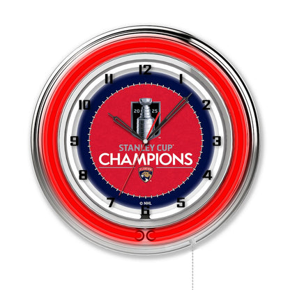 Florida Panthers - 2025 Stanley Cup 19" Double Neon Wall Clock