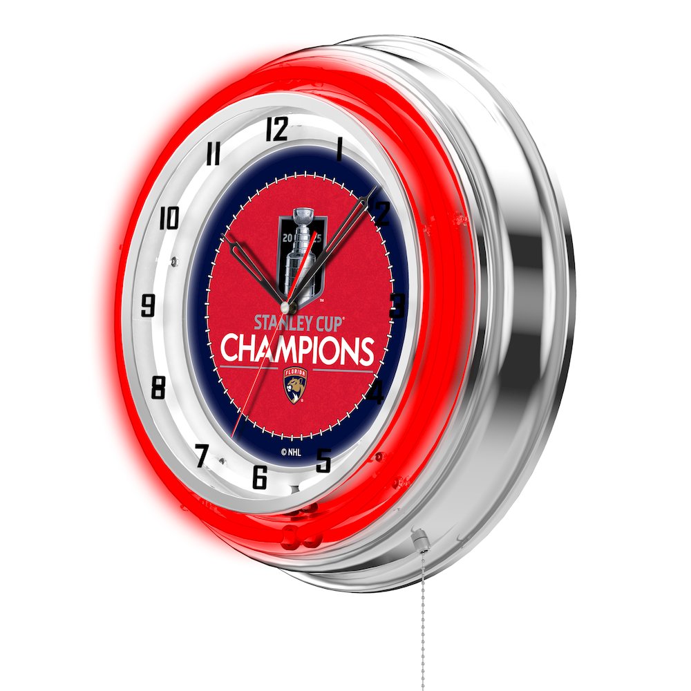 Florida Panthers - 2025 Stanley Cup 19" Double Neon Wall Clock