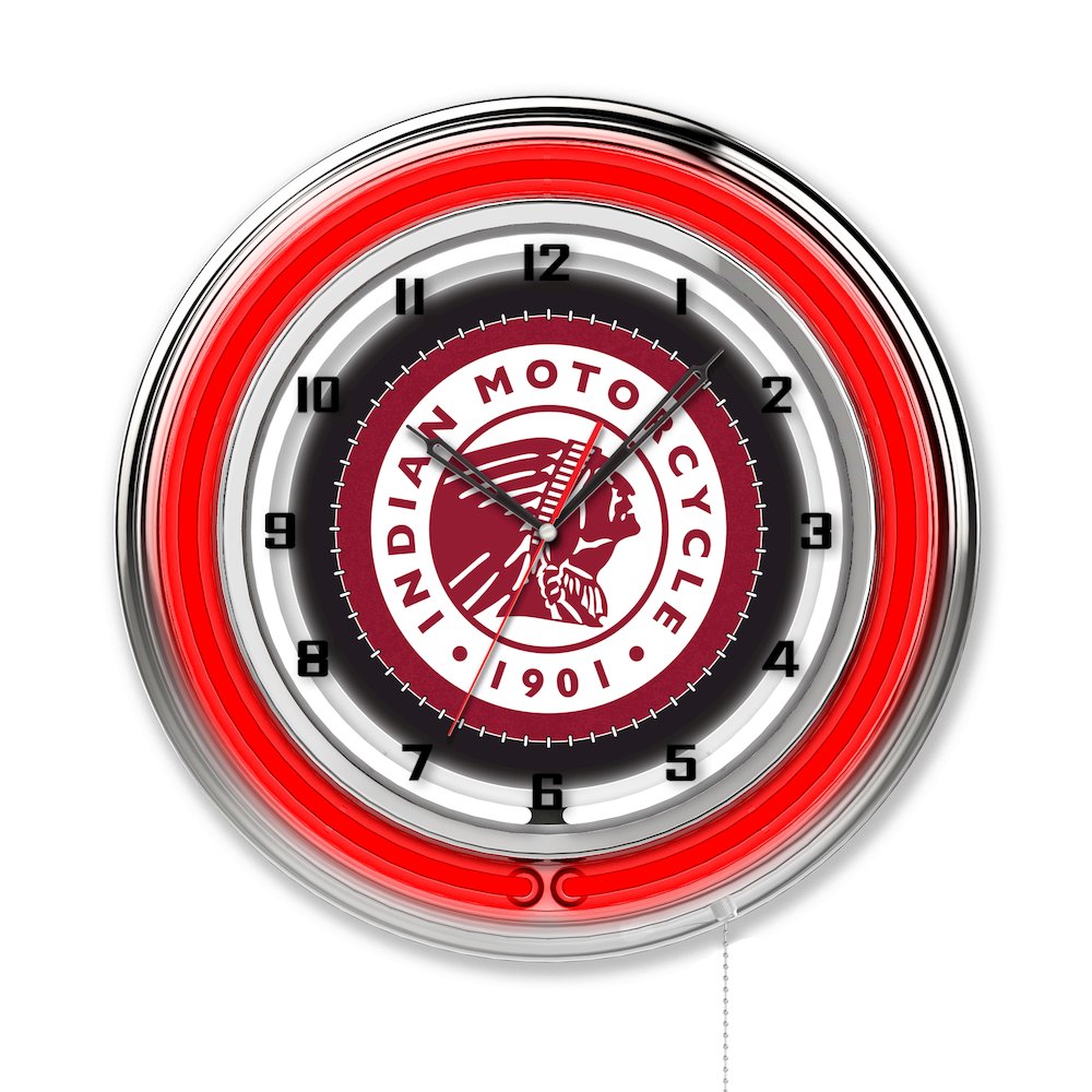 Indian Motorcycle 19" Neon Clock