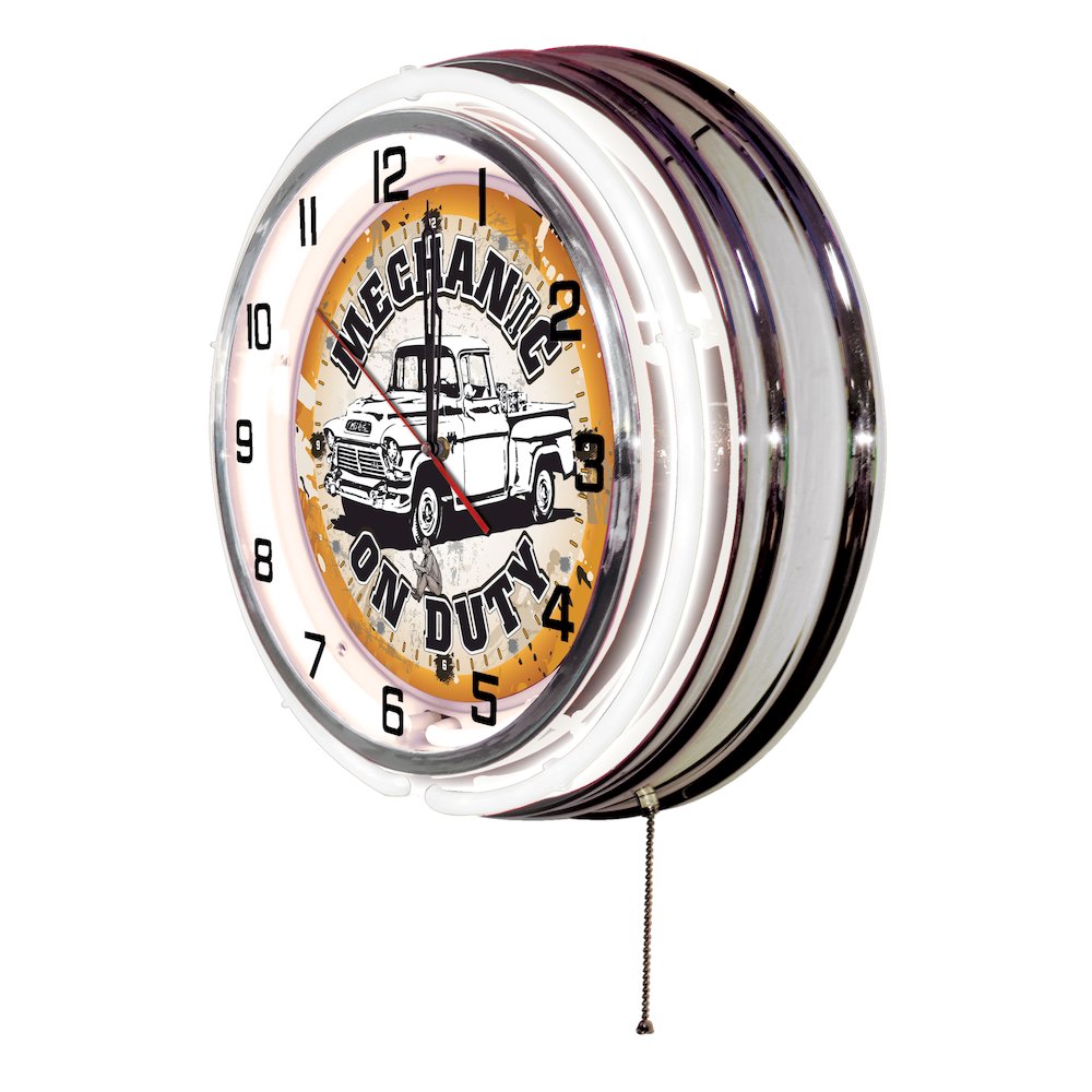Mechanic on Duty Neon Clock