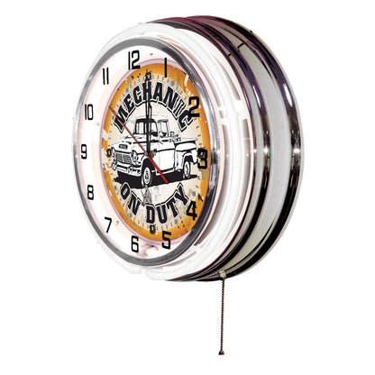 Mechanic on Duty Neon Clock