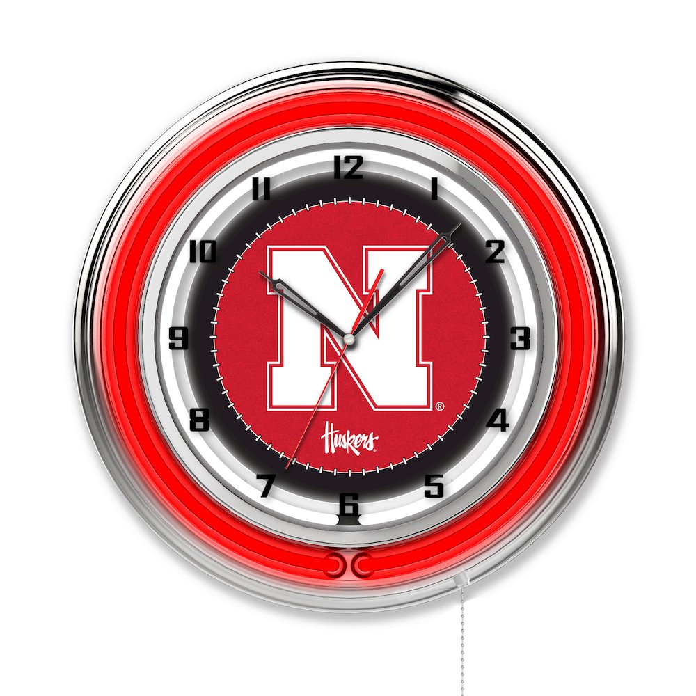 Nebraska 19" Neon Clock