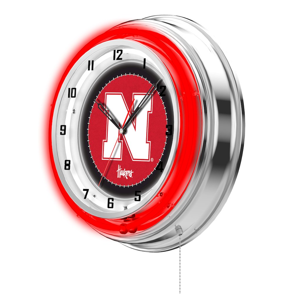 Nebraska 19" Neon Clock