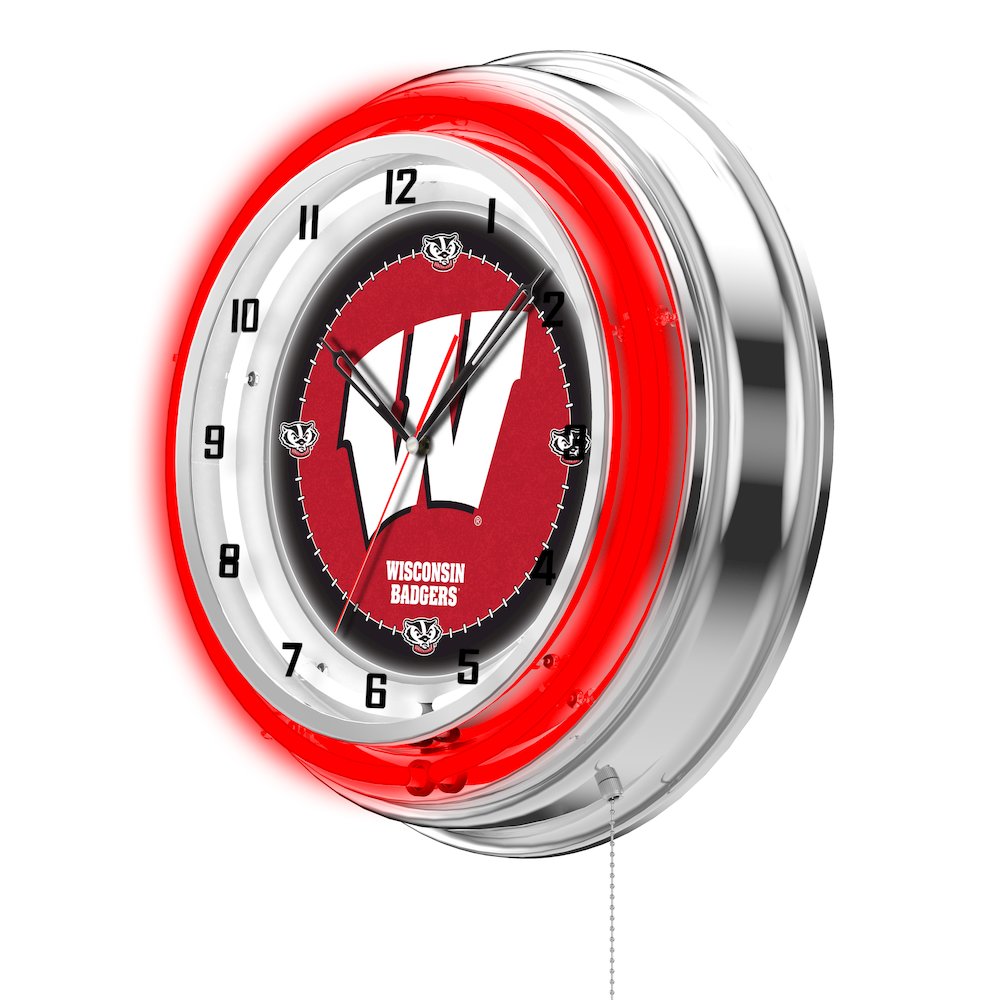 Wisconsin "W" 19" Neon Clock