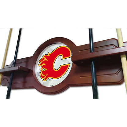 Calgary Flames Cue Rack in Black Finish