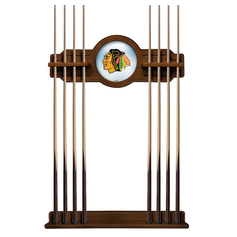Chicago Blackhawks Cue Rack in Chardonnay Finish
