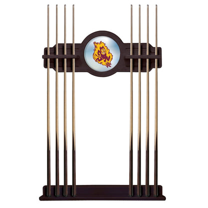 Arizona State Cue Rack in English Tudor Finish with Sparky Logo