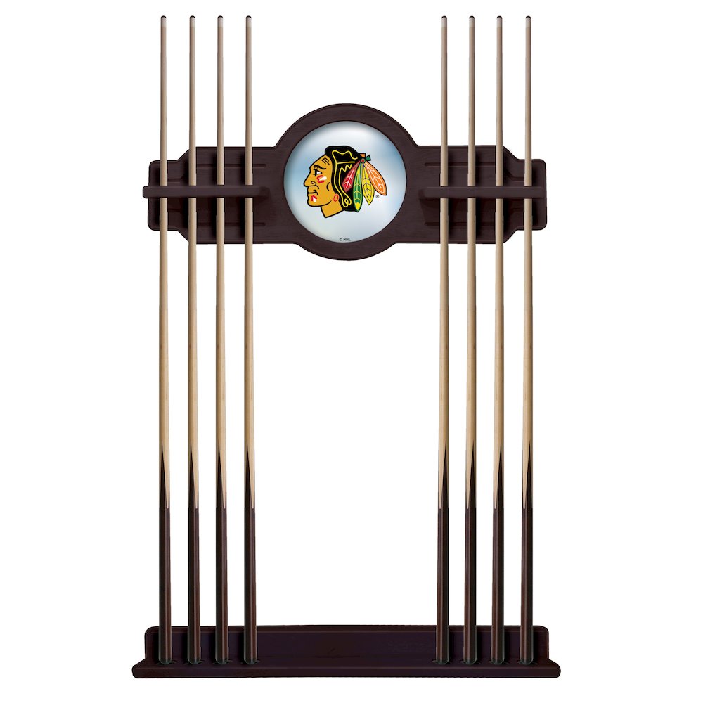 Chicago Blackhawks Cue Rack in English Tudor Finish