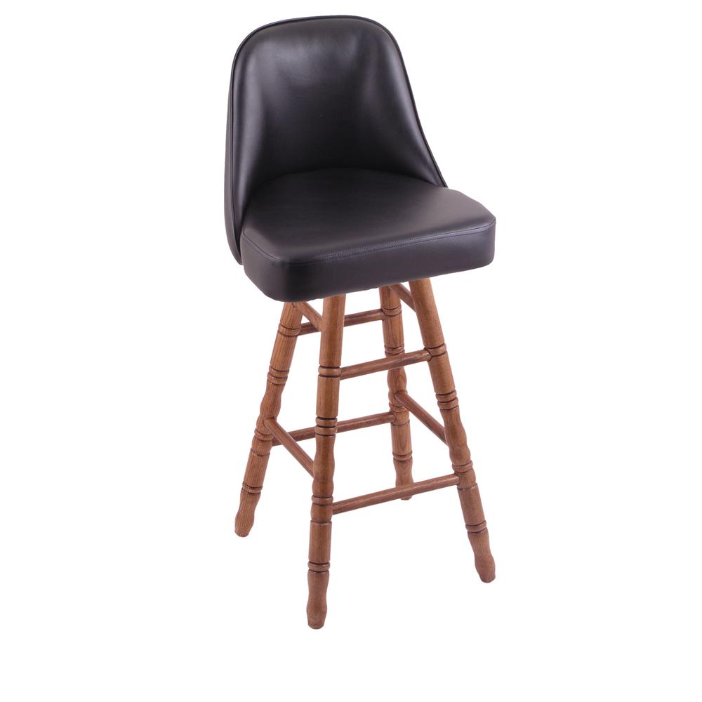 Grizzly 25" Swivel Counter Stool with Turned Oak Legs, Medium Finish