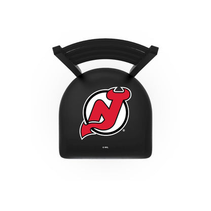L004 - 25" Black Wrinkle New Jersey Devils Stationary Counter Stool with Ladder Style Back by Holland Bar Stool Co.