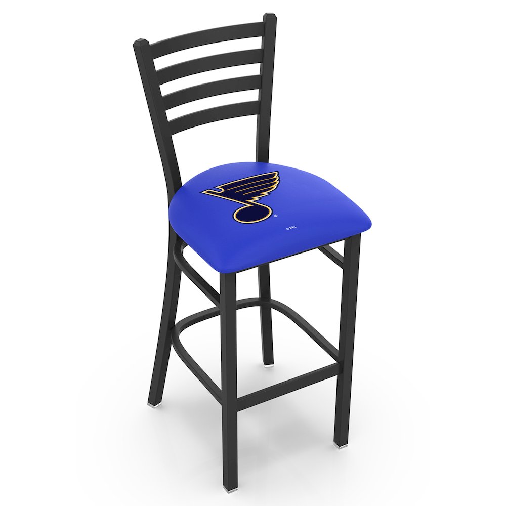 L004 - 25" Black Wrinkle St Louis Blues Stationary Counter Stool with Ladder Style Back by Holland Bar Stool Co.
