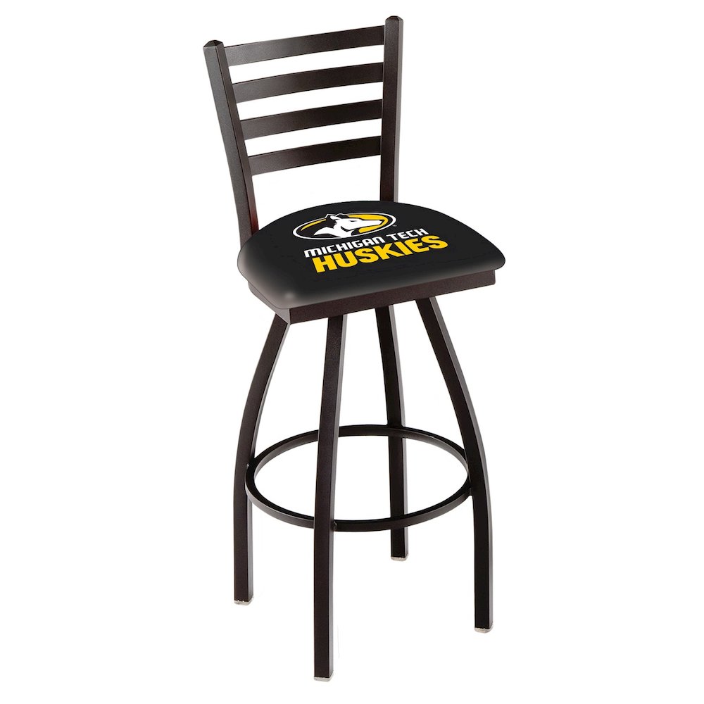 L014 - 36" Black Wrinkle Michigan Tech Swivel Bar Stool with Ladder Style Back by Holland Bar Stool Co.