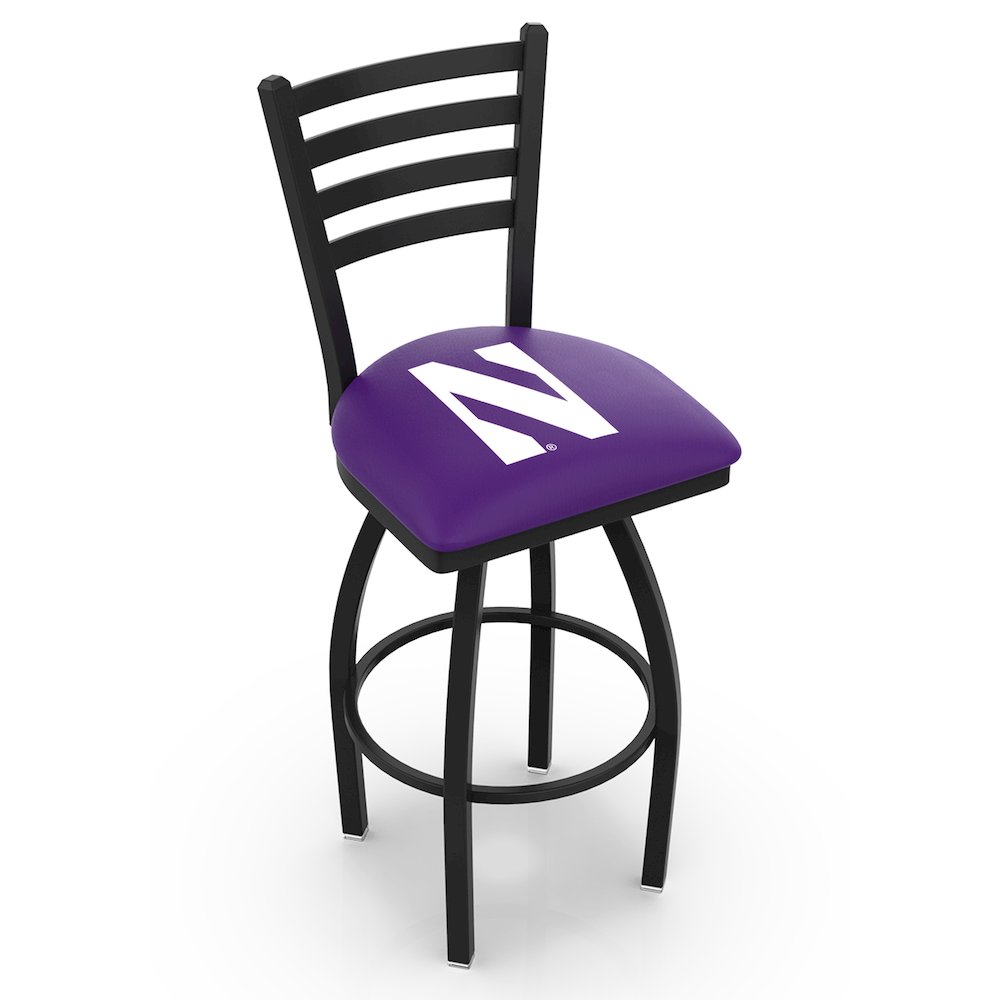 L014 - 36" Black Wrinkle Northwestern Swivel Bar Stool with Ladder Style Back by Holland Bar Stool Co.