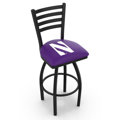 L014 - 36" Black Wrinkle Northwestern Swivel Bar Stool with Ladder Style Back by Holland Bar Stool Co.