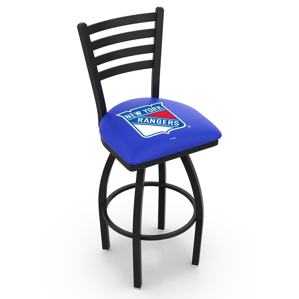L014 - 36" Black Wrinkle New York Rangers Swivel Bar Stool with Ladder Style Back by Holland Bar Stool Co.