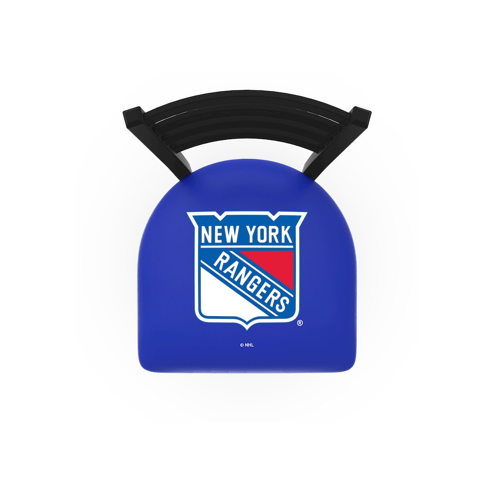 L014 - 36" Black Wrinkle New York Rangers Swivel Bar Stool with Ladder Style Back by Holland Bar Stool Co.