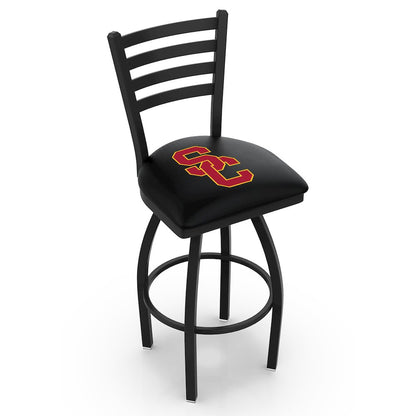 L014 - 36" Black Wrinkle USC Trojans Swivel Bar Stool with Ladder Style Back by Holland Bar Stool Co.