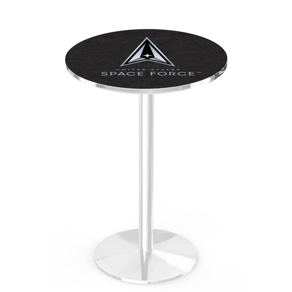 United States Space Force 36" Tall - 30" Top Pub Table with Chrome Finish