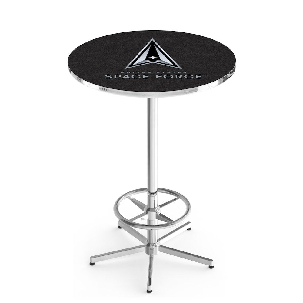 United States Space Force 42" Tall - 30" Top Pub Table with Chrome Finish