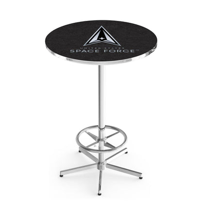 United States Space Force 42" Tall - 30" Top Pub Table with Chrome Finish
