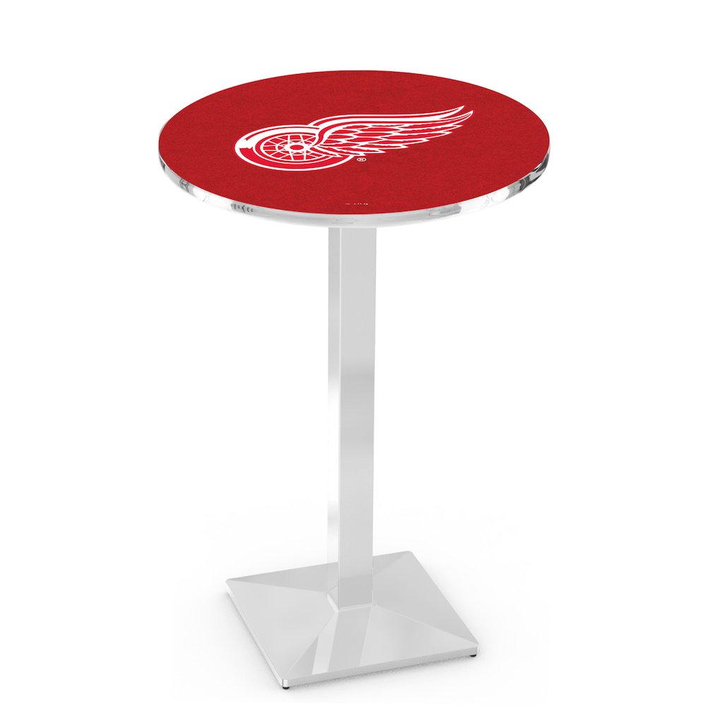 L217 Detroit Red Wings 36' Tall - 36' Top Pub Table w/ Chrome Finish (7770)