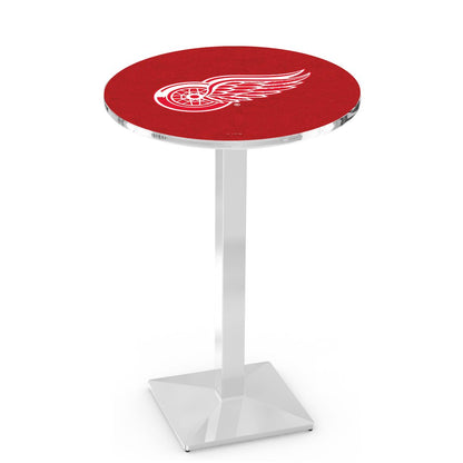 L217 Detroit Red Wings 36' Tall - 36' Top Pub Table w/ Chrome Finish (7770)