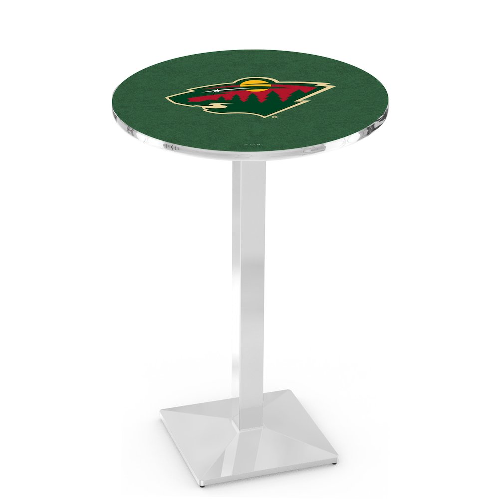 L217 Minnesota Wild 36" Tall - 36" Top Pub Table with Chrome Finish (8234)