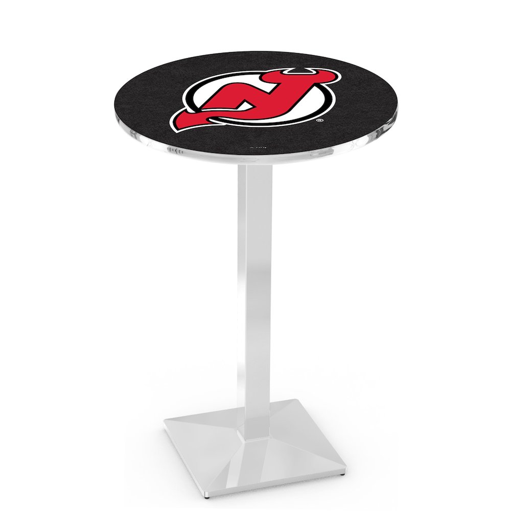 L217 New Jersey Devils 36" Tall - 36" Top Pub Table with Chrome Finish (8449)