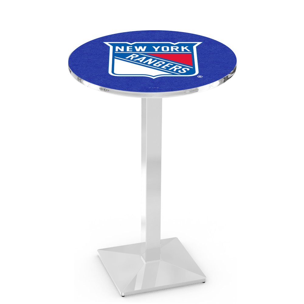 L217 New York Rangers 36' Tall - 36' Top Pub Table w/ Chrome Finish (8531)