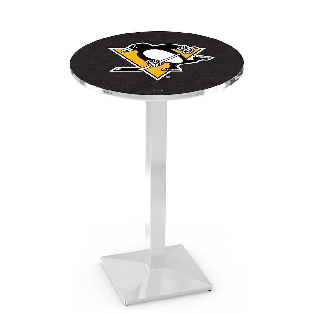 L217 Pittsburgh Penguins 36" Tall - 36" Top Pub Table with Chrome Finish (8623)