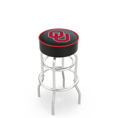 25" L7C1 - 4" Oklahoma Cushion Seat with Double-Ring Chrome Base Swivel Bar Stool by Holland Bar Stool Company