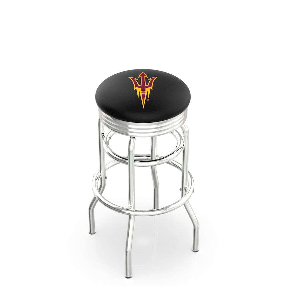 25" Chrome Double Ring Arizona State Swivel Bar Stool