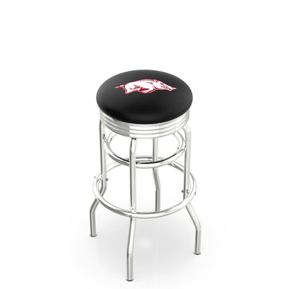 25" L7C3C - Chrome Double Ring Arkansas Swivel Bar Stool with 2.5" Ribbed Accent Ring by Holland Bar Stool Company