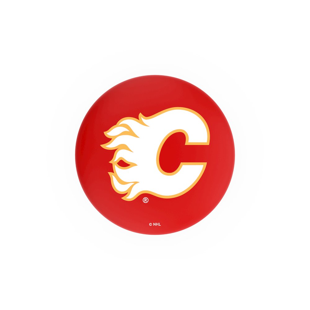 25" L7C3C - Chrome Double Ring Calgary Flames Swivel Bar Stool with 2.5" Ribbed Accent Ring by Holland Bar Stool Company