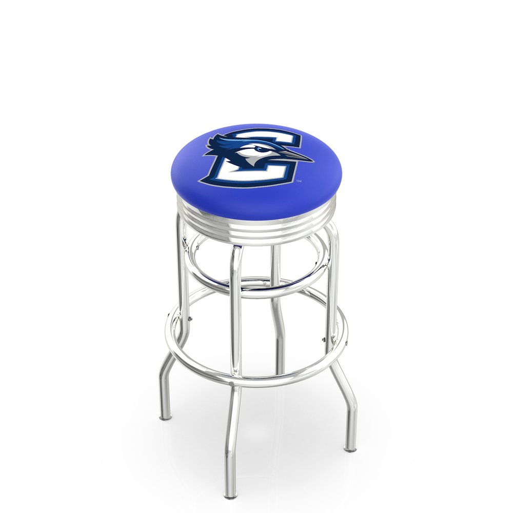 25" L7C3C - Chrome Double Ring Creighton Swivel Bar Stool with 2.5" Ribbed Accent Ring by Holland Bar Stool Company