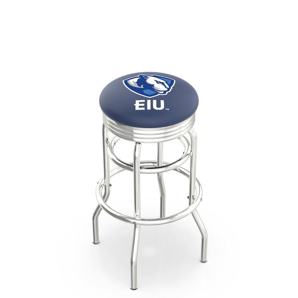 25" L7C3C - Chrome Double Ring Eastern Illinois Swivel Bar Stool with 2.5" Ribbed Accent Ring by Holland Bar Stool Company