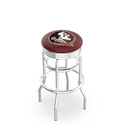 25" L7C3C - Chrome Double Ring Florida State (Head) Swivel Bar Stool with 2.5" Ribbed Accent Ring by Holland Bar Stool Company