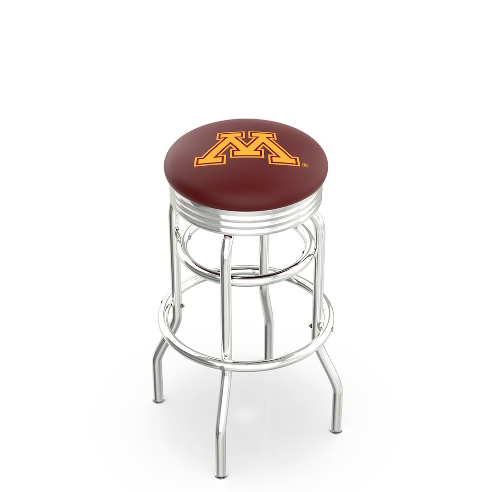 25" L7C3C - Chrome Double Ring Minnesota Swivel Bar Stool with 2.5" Ribbed Accent Ring by Holland Bar Stool Company