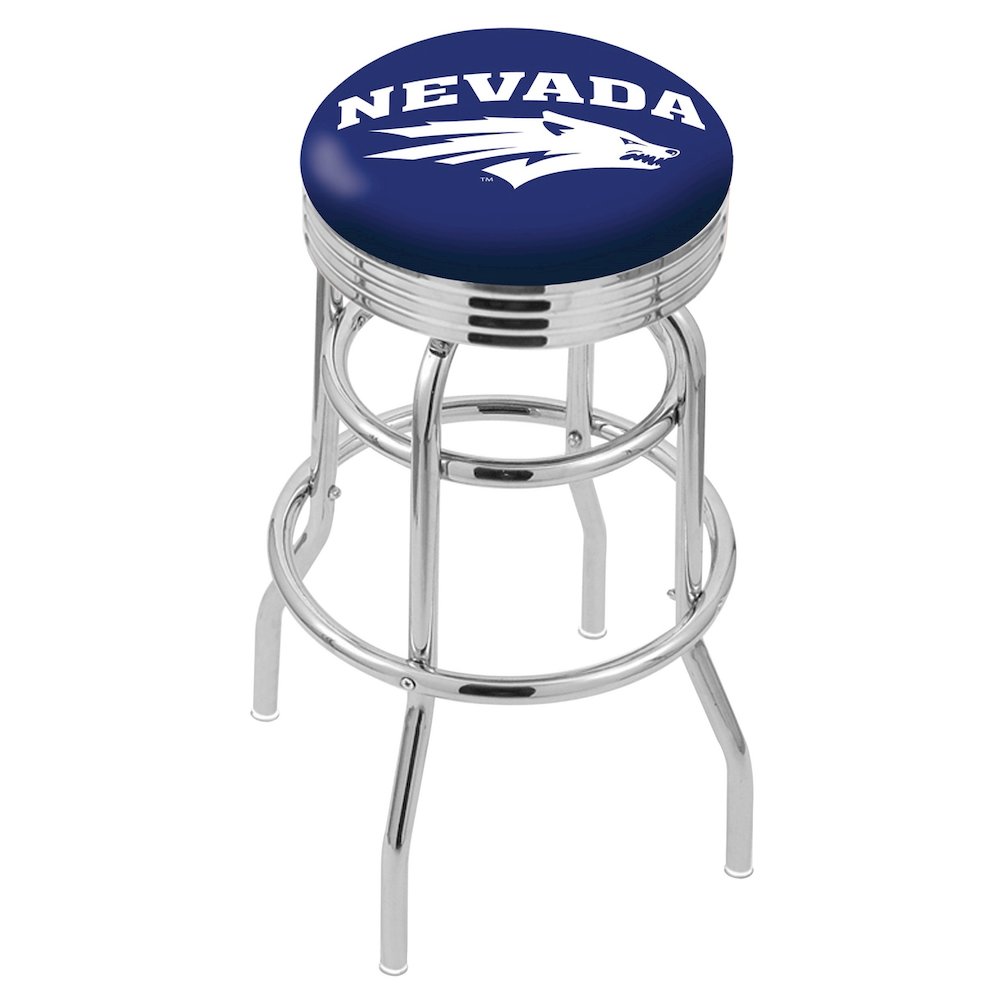 25" L7C3C - Chrome Double Ring Nevada Swivel Bar Stool with 2.5" Ribbed Accent Ring by Holland Bar Stool Company